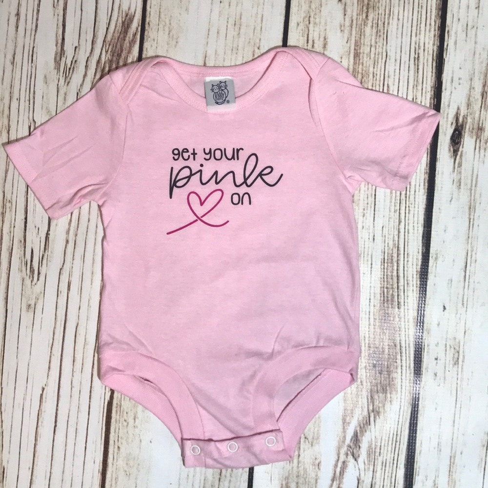 Baby One Piece Bodysuit 12 Mos. Pink Breast Cancer